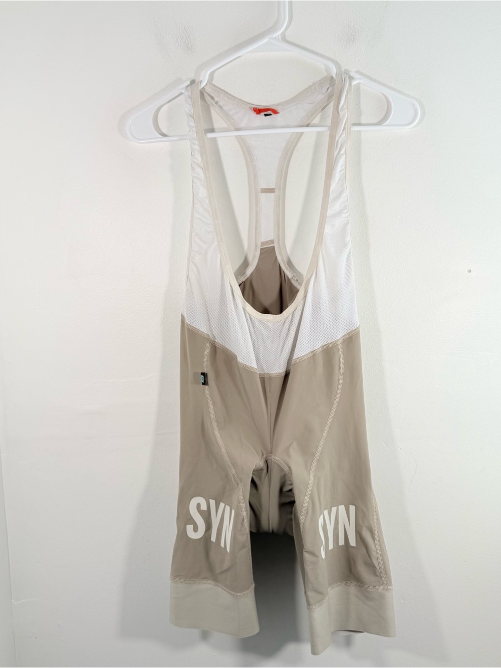 SYN Tan White Pro Bib Cycling Shorts Men Large Training Padded Long Distance